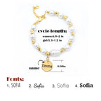 Baroque Pearl Engraved Name Disc Charm Girls Bracelet - Glaxias