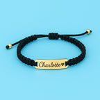 Black Personalized Handmade Braided Cord ID Bracelet - Glaxias
