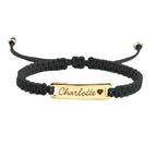 Black Personalized Handmade Braided Cord ID Bracelet - Glaxias
