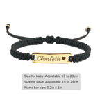Black Personalized Handmade Braided Cord ID Bracelet - Glaxias
