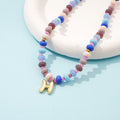 Blue-Purple Girls Personalized Puffy Letter Pendant Necklace - Glaxias