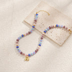 Blue-Purple Girls Personalized Puffy Letter Pendant Necklace - Glaxias