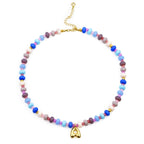 Blue-Purple Girls Personalized Puffy Letter Pendant Necklace - Glaxias