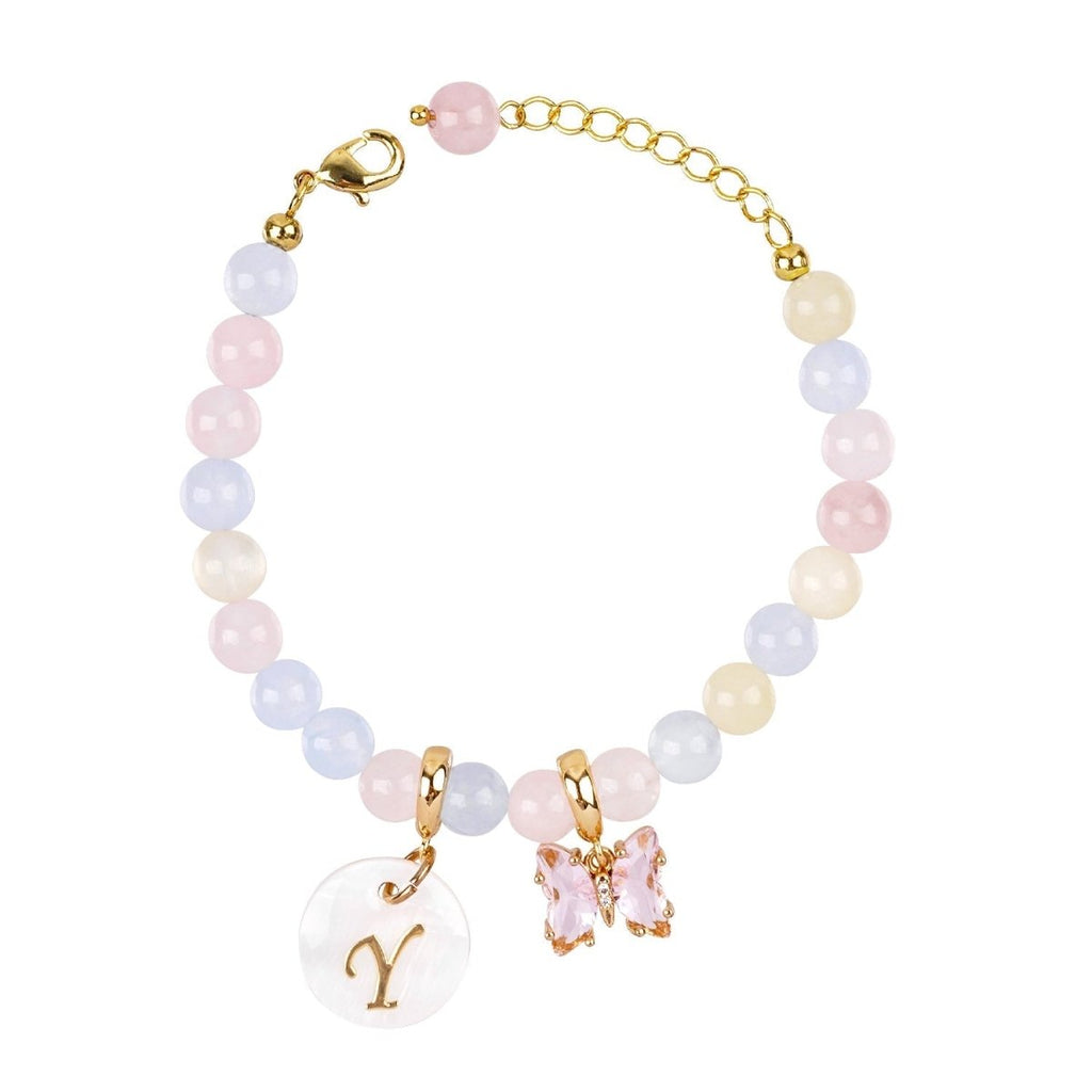 Candy Jade Personalized Baby Initial and Birthstone Bracelet - Glaxias