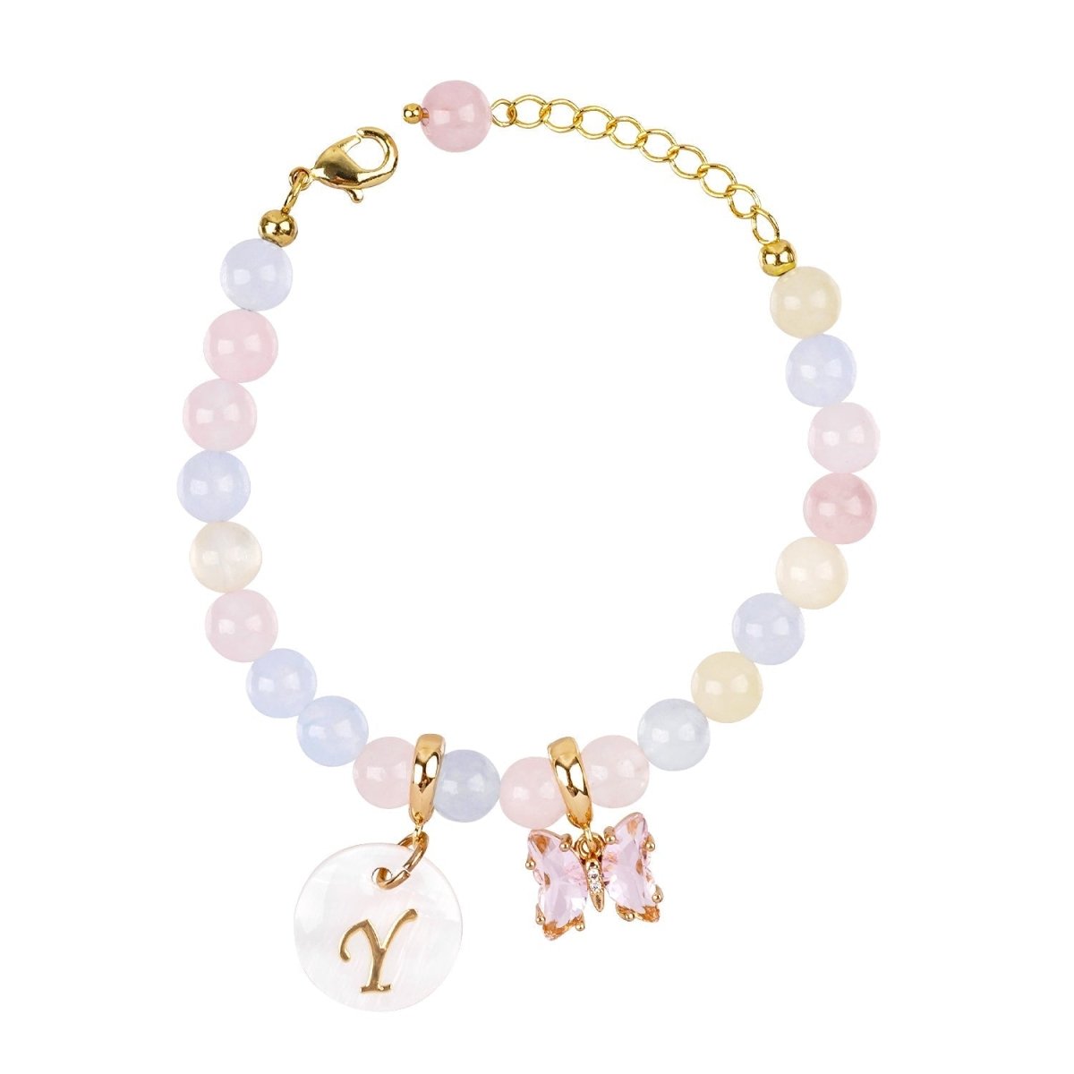 Candy Jade Personalized Baby Initial and Birthstone Bracelet - Glaxias
