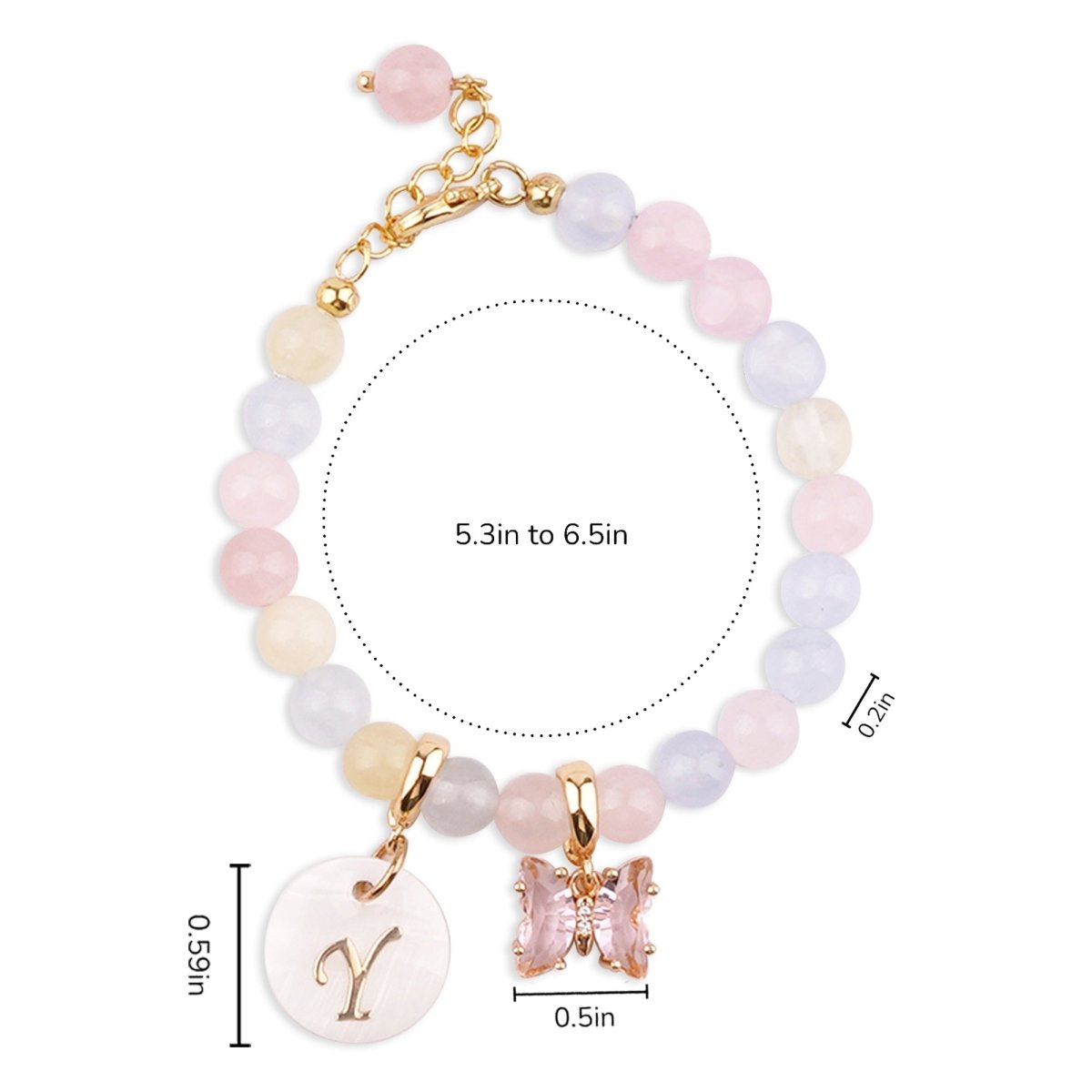 Candy Jade Personalized Baby Initial and Birthstone Bracelet - Glaxias