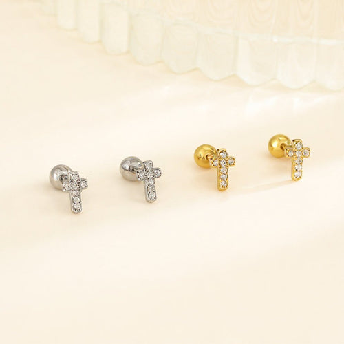 Children Cubic Zirconia Cross Earrings - Glaxias
