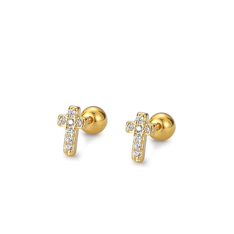 Children Cubic Zirconia Cross Earrings - Glaxias