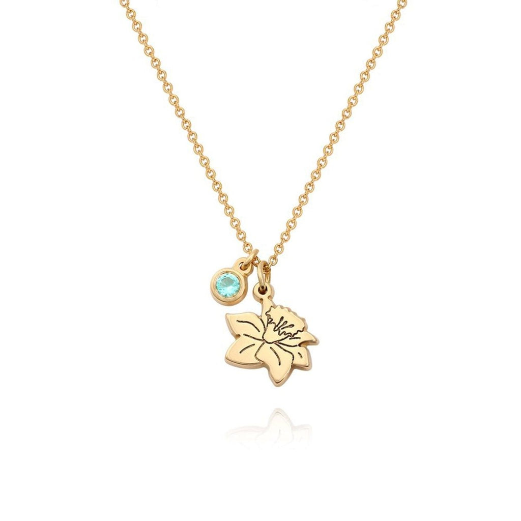 Children's Birth Flower Birthstone Necklace - Glaxias