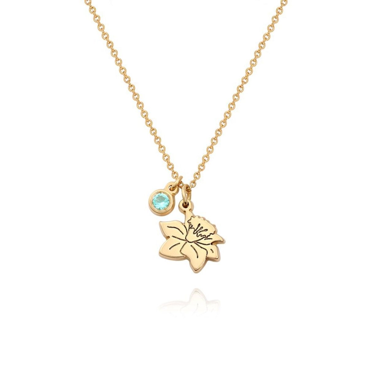 Children's Birth Flower Birthstone Necklace - Glaxias