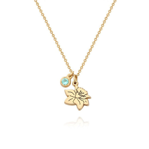 Children's Birth Flower Birthstone Necklace - Glaxias