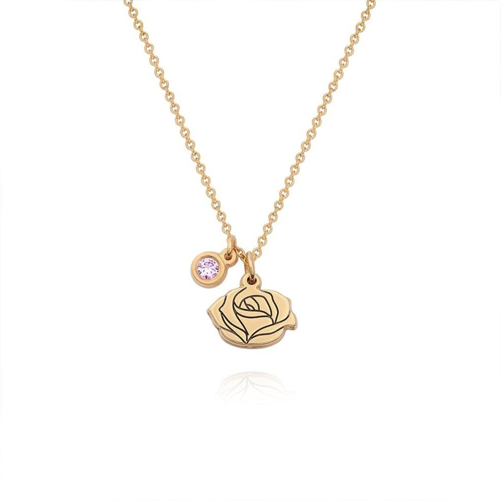 Children's Birth Flower Birthstone Necklace - Glaxias