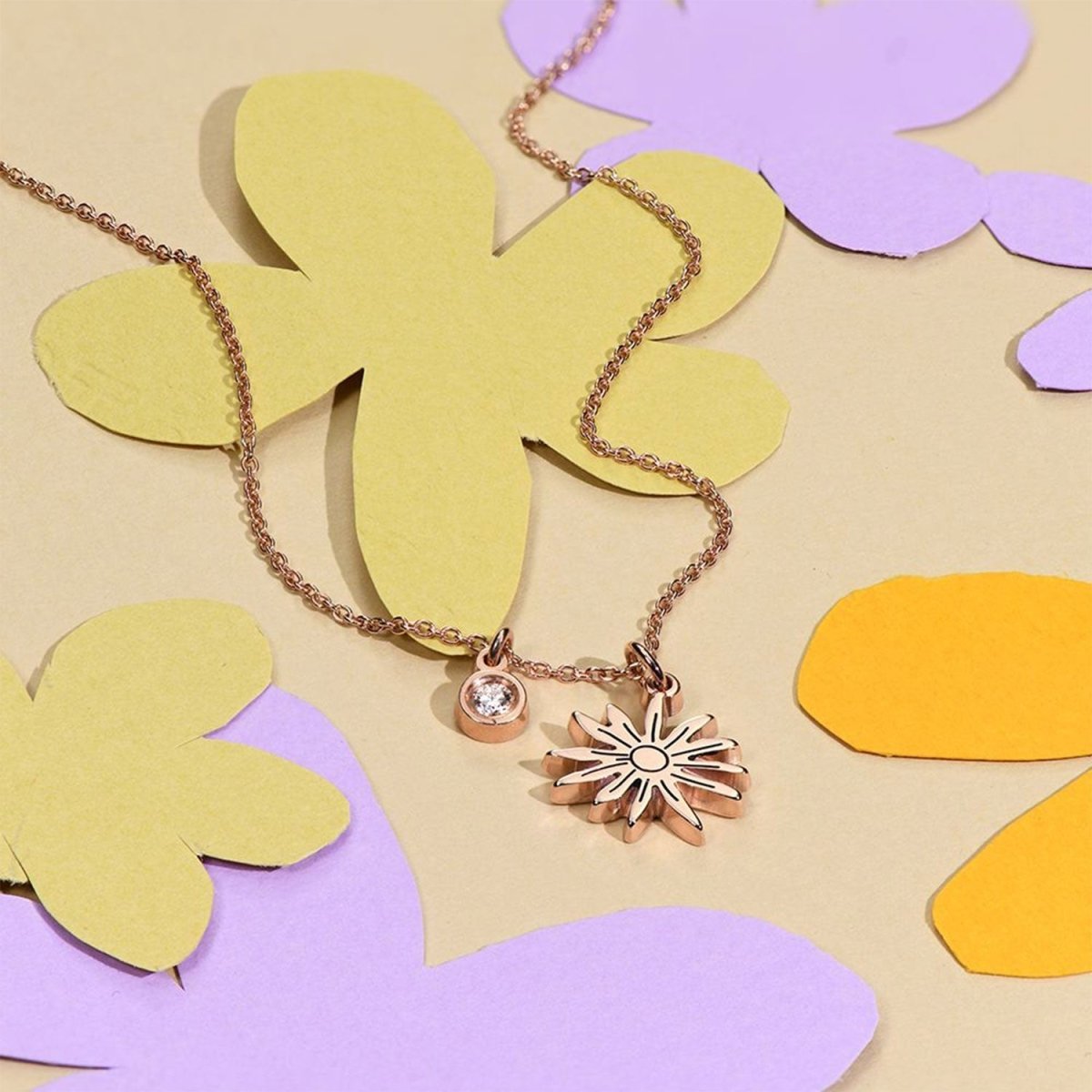 Children's Birth Flower Birthstone Necklace - Glaxias