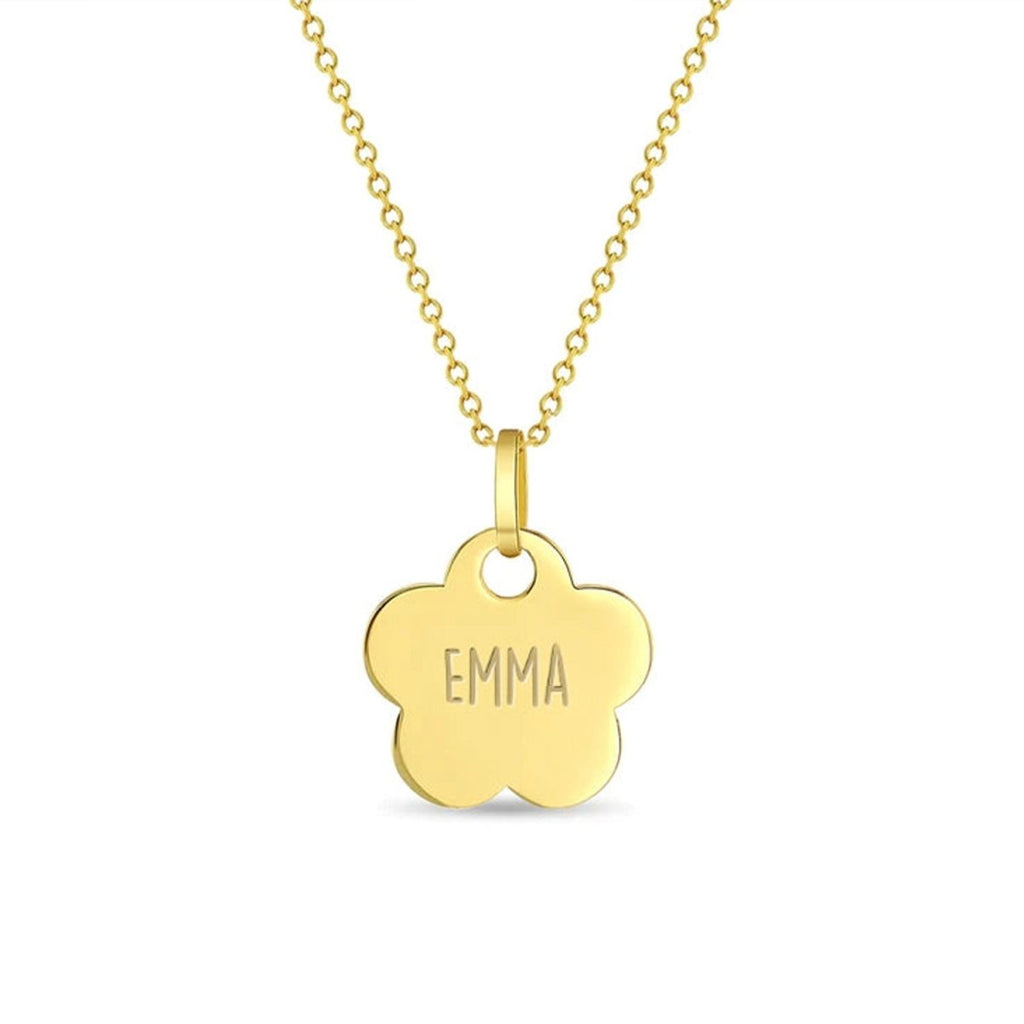 Children's Flower Engraved Name Necklace - Glaxias