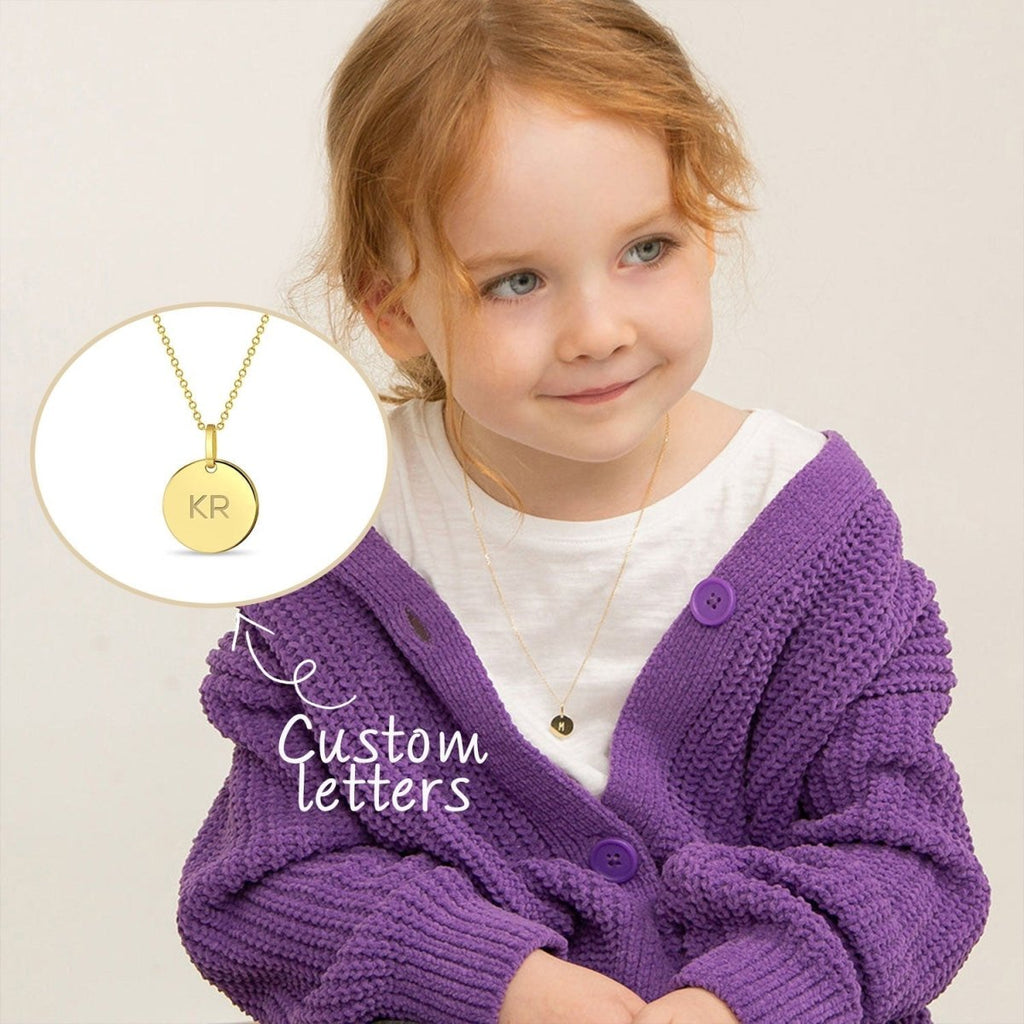 Childrens Initials Disc Necklace - Glaxias