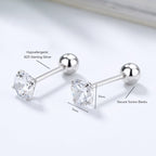 Classic Setting CZ Sterling Silver Girls' Stud Earrings - Glaxias