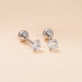 Classic Setting CZ Sterling Silver Girls' Stud Earrings - Glaxias