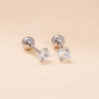 Classic Setting CZ Sterling Silver Girls' Stud Earrings - Glaxias