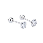 Classic Setting CZ Sterling Silver Girls' Stud Earrings - Glaxias