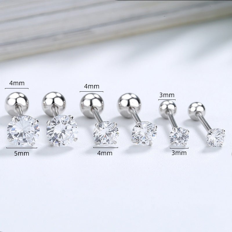 Classic Setting CZ Sterling Silver Girls' Stud Earrings - Glaxias