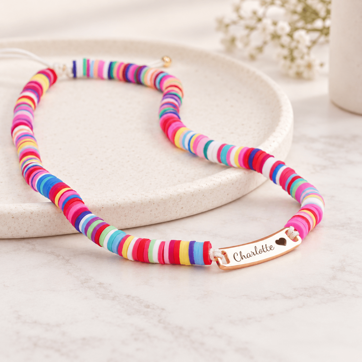 Clay Beads Personalized Baby Girl Name Necklace - Glaxias