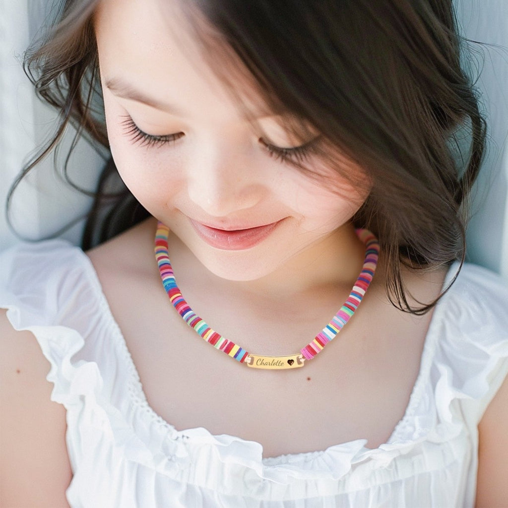 Clay Beads Personalized Baby Girl Name Necklace - Glaxias