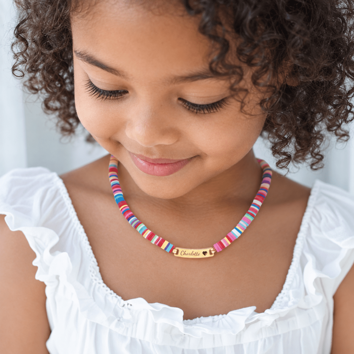 Clay Beads Personalized Baby Girl Name Necklace - Glaxias