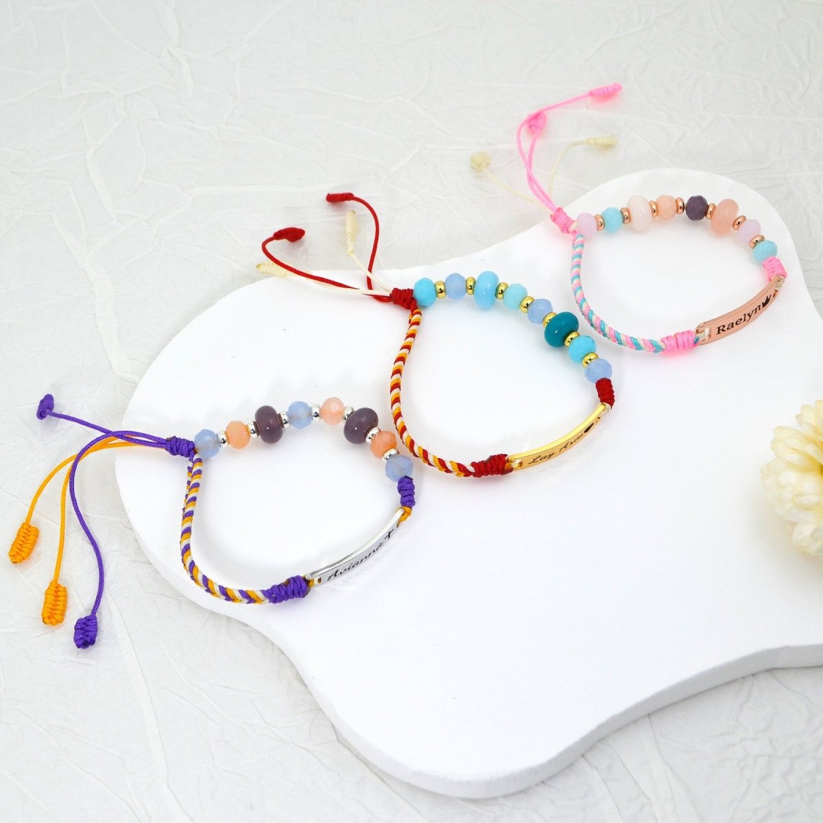 Colorful Hand-Woven Rope Personalized Girl's Name Bracelet - Glaxias