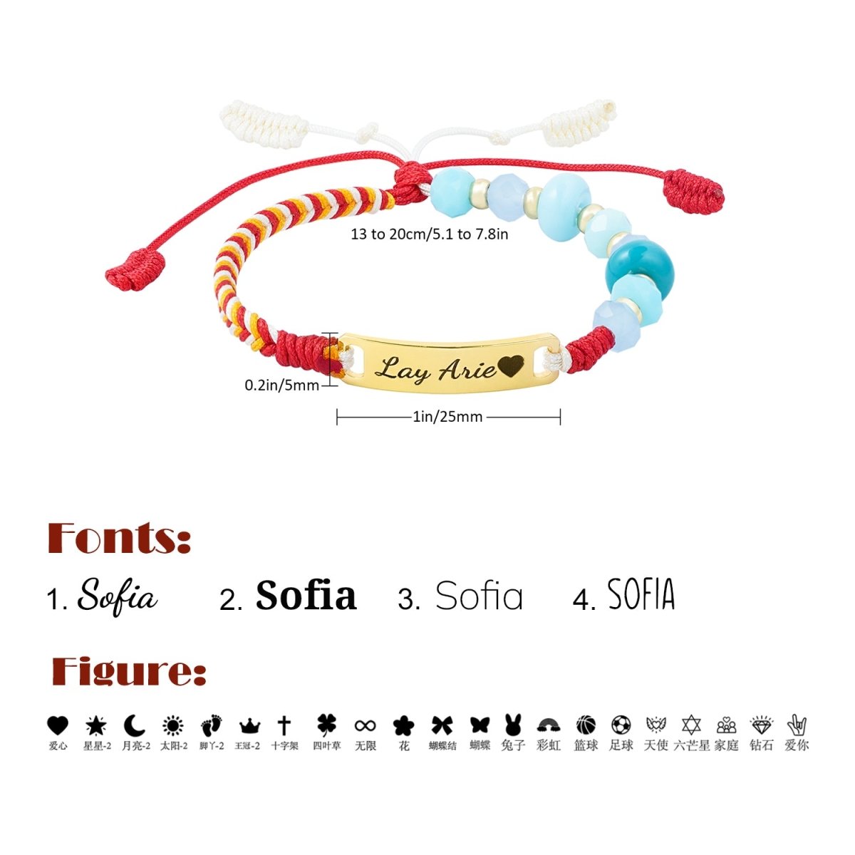 Colorful Hand-Woven Rope Personalized Girl's Name Bracelet - Glaxias