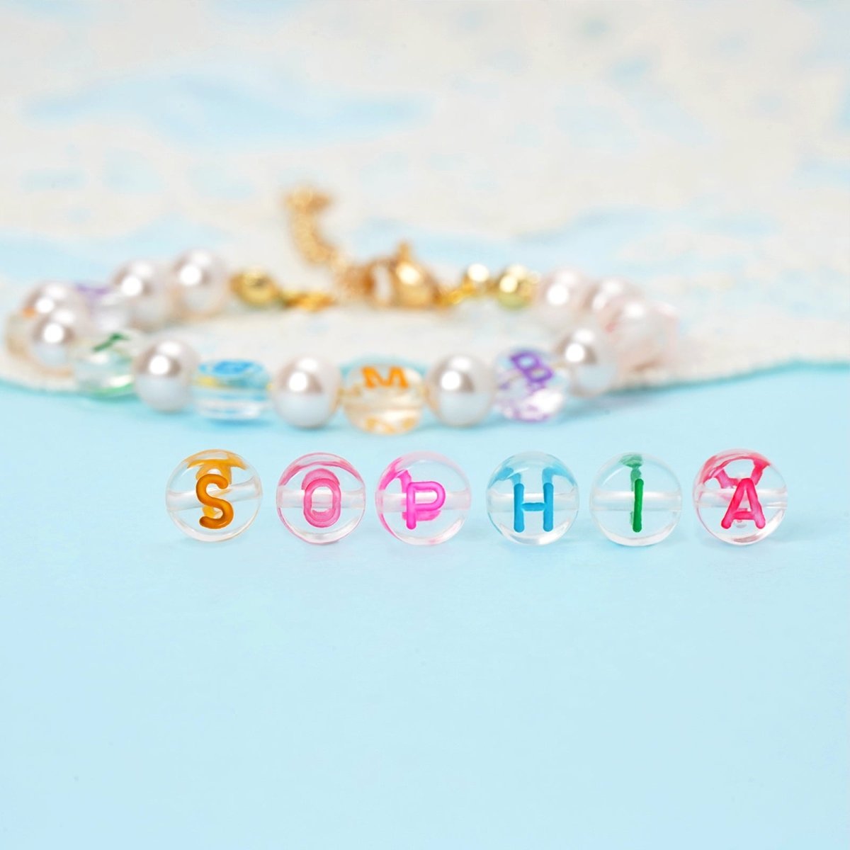 Colorful Letter Beads Personalized Name Pearl Bracelet - Glaxias
