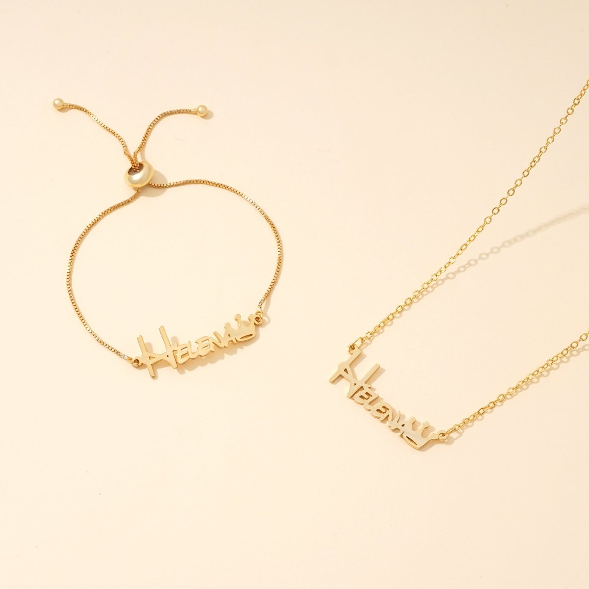 Crown Baby Name Bracelet and Necklace - Glaxias