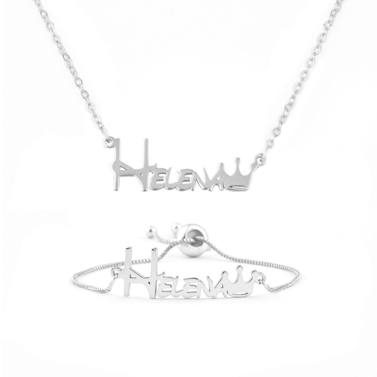 Crown Baby Name Bracelet and Necklace - Glaxias
