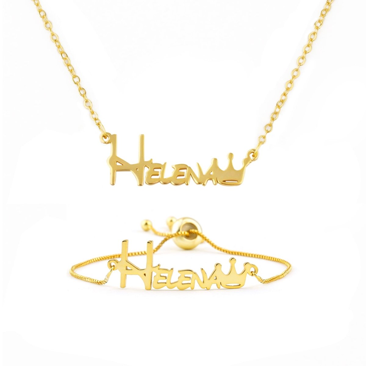 Crown Baby Name Bracelet and Necklace - Glaxias