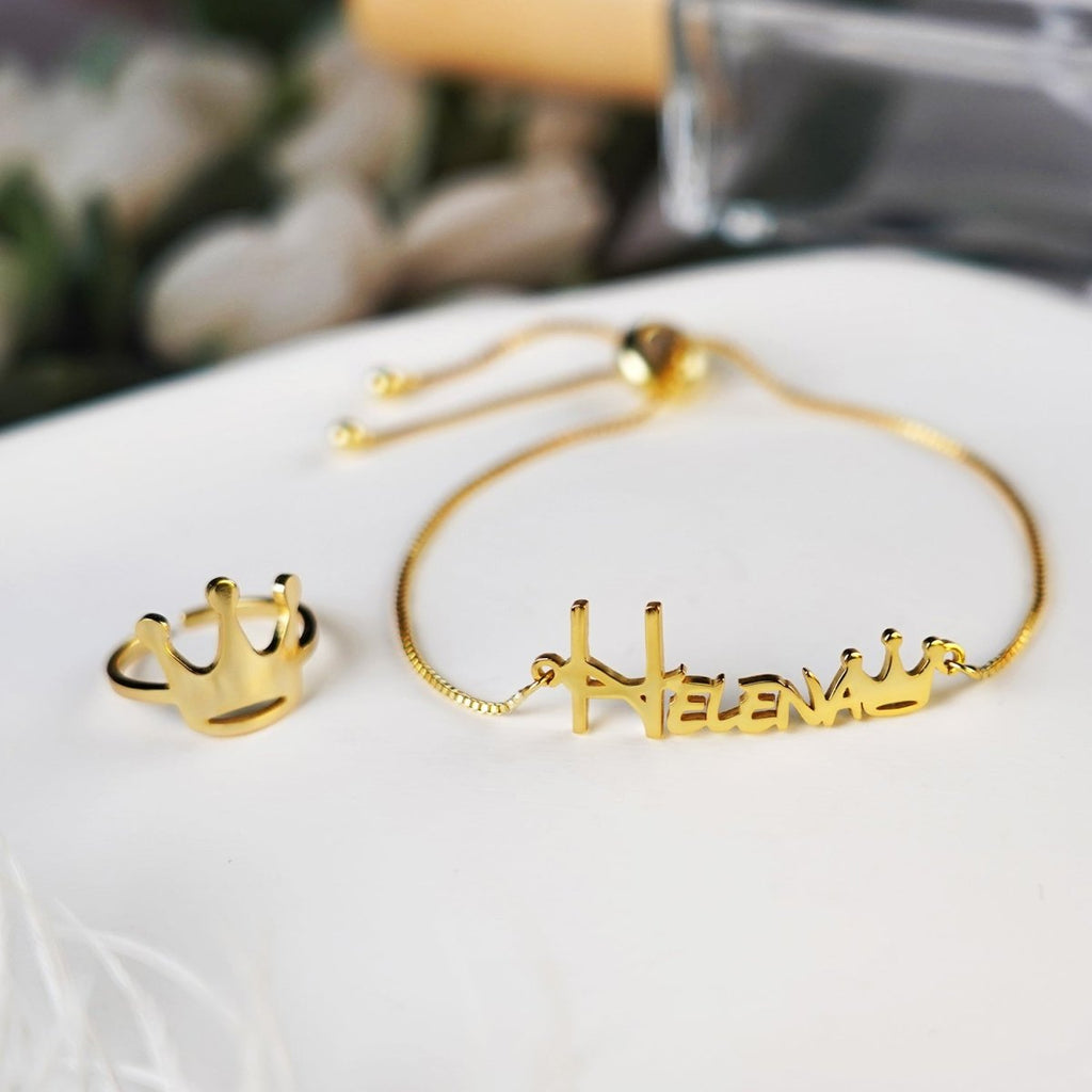 Crown Baby Name Jewelry Set - Glaxias