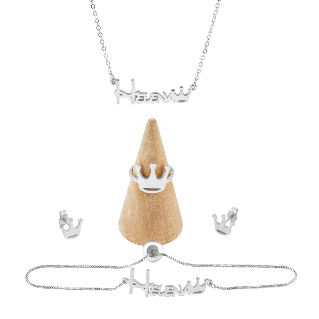Crown Baby Name Jewelry Set - Glaxias