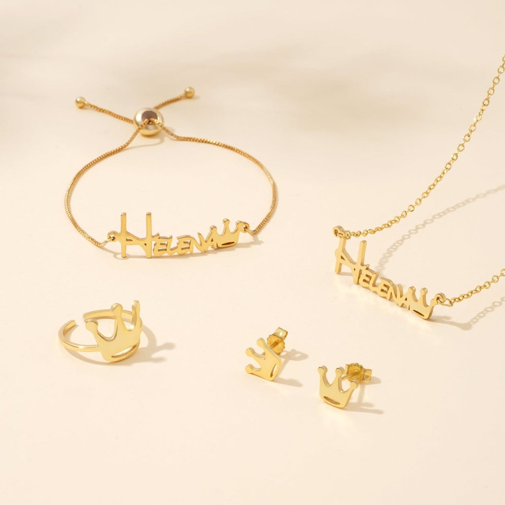 Crown Baby Name Jewelry Set - Glaxias