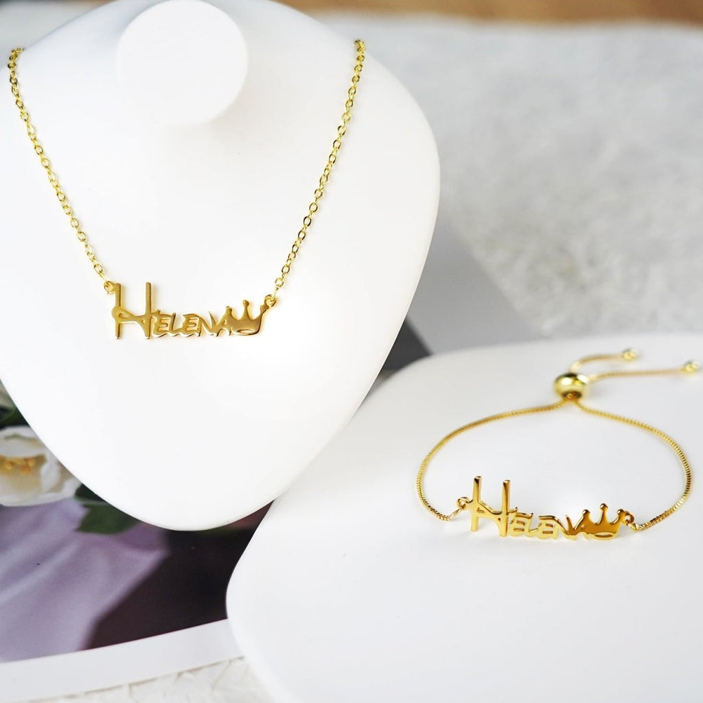 Crown Baby Name Jewelry Set - Glaxias