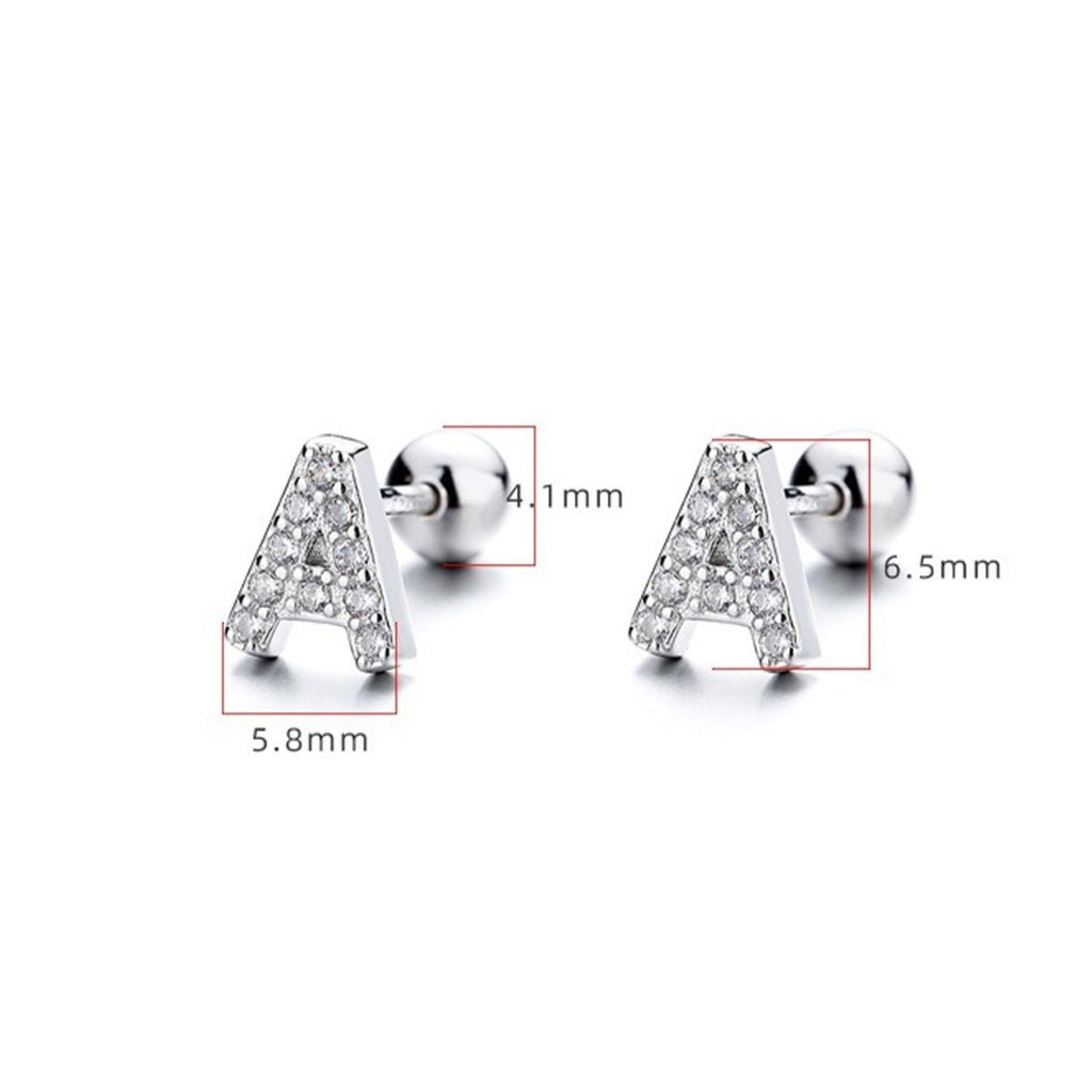 Cubic Zirconia 925 Sterling Silver Girls Initial Earrings - Glaxias