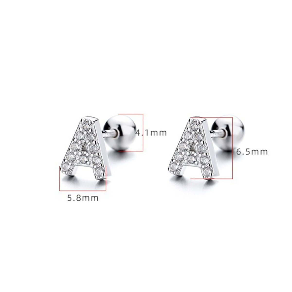 Cubic Zirconia 925 Sterling Silver Girls Initial Earrings - Glaxias