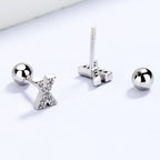 Cubic Zirconia 925 Sterling Silver Girls Initial Earrings - Glaxias