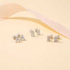 Cubic Zirconia 925 Sterling Silver Girls Initial Earrings - Glaxias