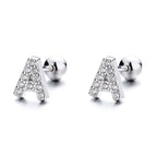 Cubic Zirconia 925 Sterling Silver Girls Initial Earrings - Glaxias