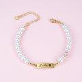 Custom Baby Name and Birthstone Pearl Bracelet - Glaxias