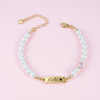 Custom Baby Name and Birthstone Pearl Bracelet - Glaxias