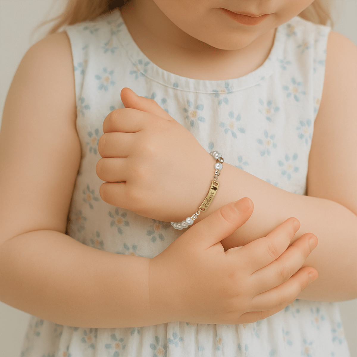 Custom Baby Name and Birthstone Pearl Bracelet - Glaxias