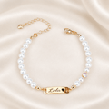 Custom Baby Name and Birthstone Pearl Bracelet - Glaxias