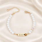 Custom Baby Name and Birthstone Pearl Bracelet - Glaxias