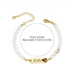 Custom Baby Name and Birthstone Pearl Bracelet - Glaxias