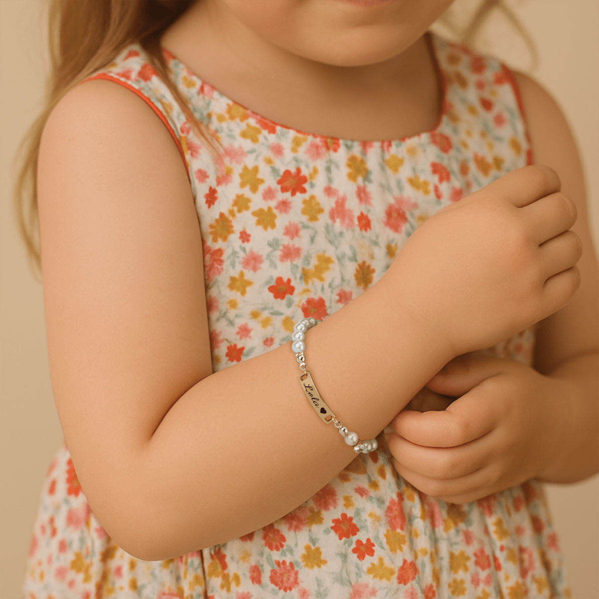 Custom Baby Name and Birthstone Pearl Bracelet - Glaxias