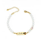 Custom Baby Name and Birthstone Pearl Bracelet - Glaxias